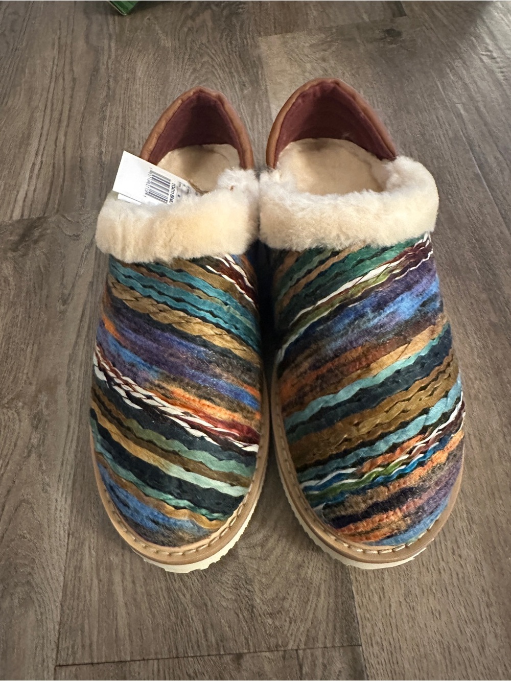 Sanuk Multicolor Striped Faux-Shearling Lined Slip-On Shoes